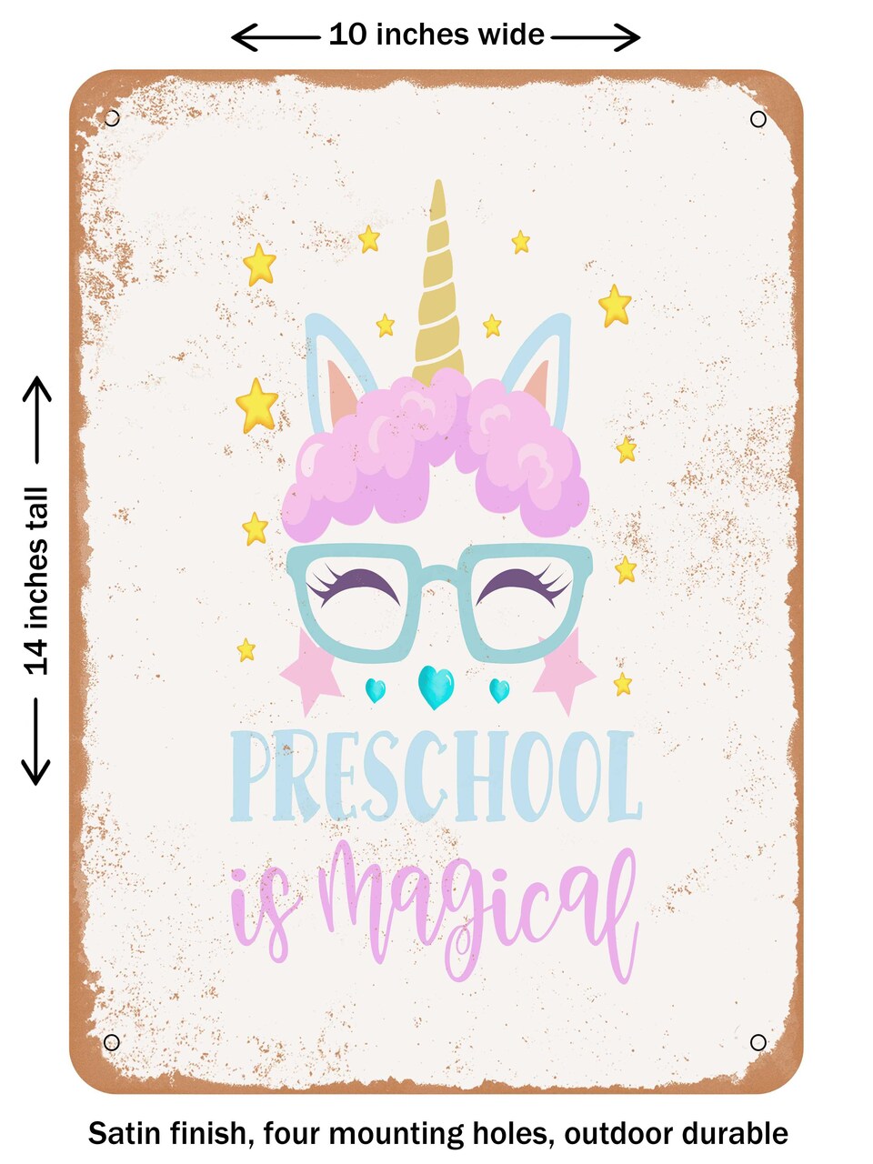 DECORATIVE METAL SIGN - Preschool is Magical - 2 - Vintage Rusty Look